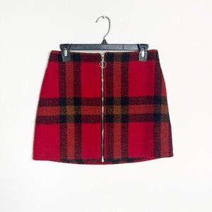 Forever 21 Red and Brown Plaid Mini Skirt